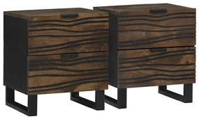 vidaXL Κομοδίνα - Σετ 2, 40x33.5x46 εκ., Από Μασίφ Ξύλο Μάνγκο
