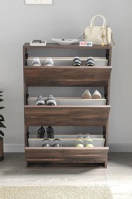 Stewehome Ντουλάπι Παπουτσιών 3 Θέσεων Καφέ 73.6x24x110 cm