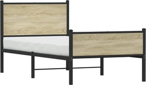 vidaXL Σκελετός Κρεβ. Χωρίς Στρώμα Sonoma Δρυς 90x190 εκ. Μεταλλικό