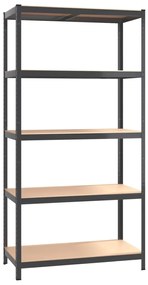 vidaXL Ραφιέρα Αποθήκευσης 5 Επιπέδων Ανθρακί από Ατσάλι &amp; Επεξ. Ξύλο