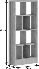 Βιβλιοθήκη Dividre pakoworld sonoma oak μελαμίνης 80x30x181εκ