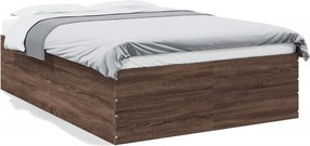 vidaXL Πλαίσιο Κρεβατιού Καφέ Δρυς 135x190 εκ. Επεξεργασμένο Ξύλο