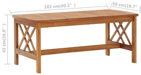 vidaXL Τραπεζάκι Σαλονιού 102 x 50 x 43 εκ. από Μασίφ Ξύλο Ακακίας