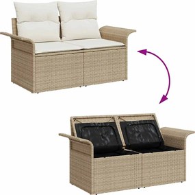 vidaXL Σετ Καναπέ Κήπου με μαξιλάρι 9 pcs Μπεζ Πολυ ράταν