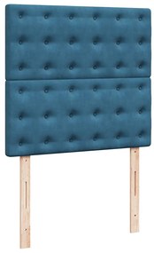 vidaXL Κρεβάτι Boxspring με Στρώμα Σκούρο Μπλε 80 x 200 εκ. Βελούδινο