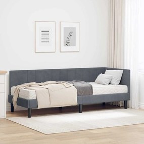 vidaXL Κρεβάτι Γωνίας με στρώμα Σκούρο γκρι 80 x 200 cm Βελούδο