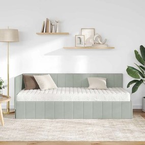 vidaXL Κρεβάτι Γωνίας με στρώμα Ανοιχτό γκρι 80 x 200 cm Βελούδο