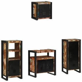 vidaXL Σετ Επίπλων Μπάνιου 4 pcs Πολύχρωμο Στερεό ανακτημένο ξύλο