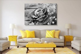 Εικόνα ενός vintage τριαντάφυλλου σε ασπρόμαυρο - 90x60