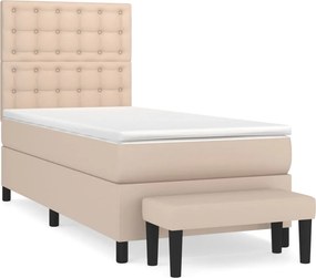 vidaXL Κρεβάτι Boxspring με Στρώμα Καπουτσίνο 90x200εκ.από Συνθ. Δέρμα