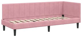 vidaXL Κρεβάτι Γωνίας με κεφαλάρι Ροζ 80 x 200 cm Βελούδο