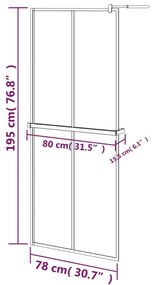 Διαχωριστικό Ντους με Ράφι Μαύρο 80x195 εκ. Γυαλί ESG&amp;Αλουμίνιο - Μαύρο