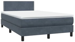 vidaXL Κρεβάτι Boxspring με Στρώμα Σκούρο Γκρι 120x210 εκ. Βελούδινο