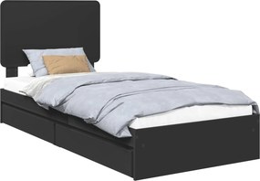 vidaXL Κρεβάτι Αποθήκης Μαύρο 100 x 200 cm Επεξεργασμένο Ξύλο