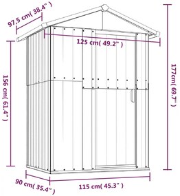 ΑΠΟΘΗΚΗ ΚΗΠΟΥ ΓΚΡΙ 126 X 97,5 X 177 ΕΚ. ΑΠΟ ΓΑΛΒΑΝΙΣΜΕΝΟ ΑΤΣΑΛΙ 316234