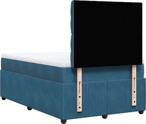 vidaXL Κρεβάτι Boxspring με Στρώμα Σκούρο Μπλε 120x190 εκ. Βελούδινο