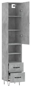 vidaXL Ντουλάπι Γκρι Σκυροδέματος 34,5x34x180 εκ. Επεξεργασμένο Ξύλο