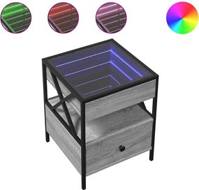 vidaXL Τραπεζάκι Άπειρο Φως LED Γκρι Sonoma 40x40x51 εκ.