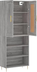 vidaXL Ντουλάπι Γκρι Sonoma 69,5 x 34 x 180 εκ. Επεξεργασμένο Ξύλο