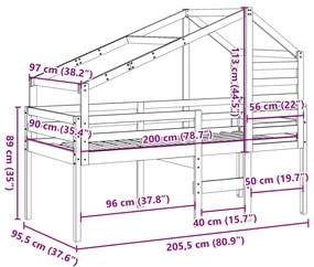 ΥΠΕΡΥΨ. ΚΡΕΒΑΤΙ 90X200 ΕΚ. ΜΑΣΙΦ ΠΕΥΚΟ ΜΕ ΣΚΑΛΑ / ΟΡΟΦΗ 3281988