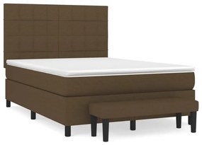 vidaXL Κρεβάτι Boxspring με Στρώμα Σκούρο Καφέ 140x190 εκ. Υφασμάτινο