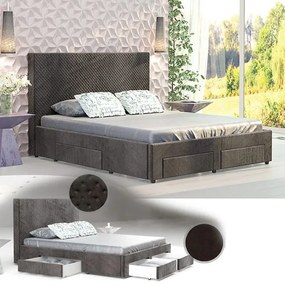 Κρεβάτι διπλό Mexico με συρτάρια 169x107x215cm &amp; στρώμα 160x200cm Γκρι καφέ -GRA709