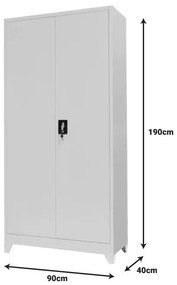 Ντουλάπα Urgen Μεταλλική Ανοιχτό γκρί 90x40x190 εκ. 90x40x190 εκ.