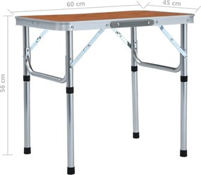 vidaXL Τραπέζι Κάμπινγκ Πτυσσόμενο 60 x 45 εκ. Αλουμινίου