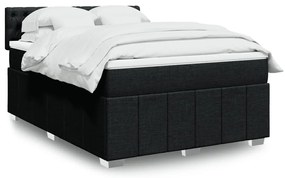 vidaXL Κρεβάτι Boxspring με Στρώμα Μαύρο 140x200 εκ. Υφασμάτινο