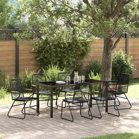 vidaXL Σέτ φαγητού για κήπο 7 pcs Μαύρο PVC ρατάν