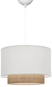 Φωτιστικό οροφής Newbay pakoworld ύφασμα και ψάθα σε λευκό-φυσικό χρώμα Φ30x20εκ