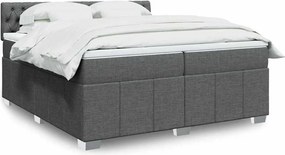 vidaXL Κρεβάτι Boxspring με Στρώμα Σκούρο Γκρι 200x200 εκ. Υφασμάτινο
