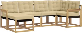 vidaXL Σειρά Καναπέ Εξωτερικού με μαξιλάρι 6 pcs Λευκό και Μπεζ