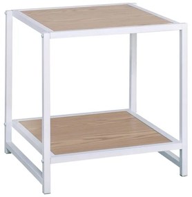 ATOS Κομοδίνο Μέταλλο Βαφή Άσπρο - Mdf Φυσικό 48x44x50cm Ε8012,2