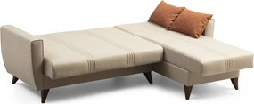 Γωνιακός Καναπές Κρεβάτι Μπεζ ZADEN 130x218x86