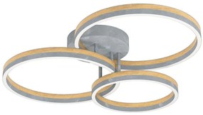 Φωτιστικό Οροφής - Πλαφονιέρα Cadinaro 39895 Φ73x55x14,5cm Dim Led Grey-Brown Eglo Ατσάλι,Πλαστικό,Ξύλο