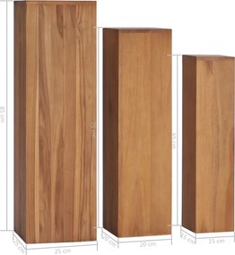 vidaXL Σετ Ανθοστήλες 3 Τεμαχίων από Μασίφ Ξύλο Teak