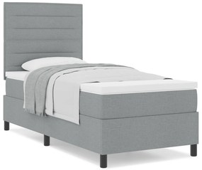 vidaXL Στρώμα με Βάση και Στρώμα Ανοιχτό Γκρι 100 x 200 εκ. Ύφασμα
