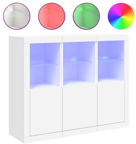 vidaXL Μπουφέδες με Φώτα LED 3 τεμ. Λευκοί από Επεξεργασμένο Ξύλο