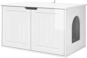 vidaXL Σπίτι Γάτας Λαμπερό Λευκό 85 x 55 x 50,5 εκ Επεξεργασμένο ξύλο