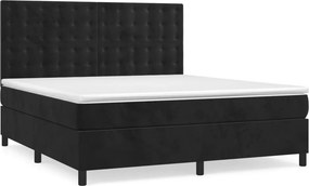 vidaXL Κρεβάτι Boxspring με Στρώμα Μαύρο 180x200 εκ. Βελούδινο