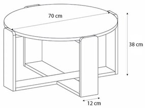 Τραπεζάκι σαλονιού Rebel Megapap χρώμα rota oak - sandstone Ø70x38εκ.