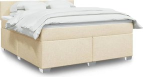 vidaXL Κρεβάτι Boxspring με Στρώμα Κρεμ 180x200 εκ. Υφασμάτινο