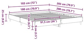 Πλαίσιο κρεβατιού χωρίς στρώμα 180x200 εκ. Επεξεργασμένο Ξύλο - Καφέ