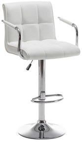 Σκαμπό Bar ArteLibre DOKK Με Πλάτη Πτυσσόμενο Λευκό PU/Μέταλλο 52x56x94-115cm