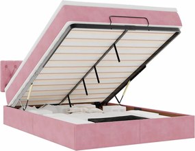 vidaXL Οθωμανικό κρεβάτι με στρώμα ροζ 140x190cm Βελούδο