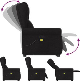 vidaXL Πολυθρόνα Μασάζ Ανακλινόμενη με Ανύψωση Μαύρη Υφασμάτινη