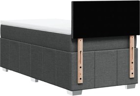 vidaXL Κρεβάτι Boxspring με Στρώμα Σκούρο Γκρι 90x190 εκ. Υφασμάτινο