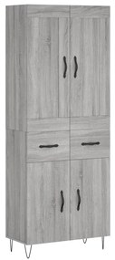 vidaXL Ντουλάπι Γκρι Sonoma 69,5 x 34 x 180 εκ. Επεξεργασμένο Ξύλο