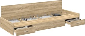vidaXL Σκελετός Κρεβατιού Δρύς Sonoma 75 x 190 cm Επεξεργασμένο ξύλο